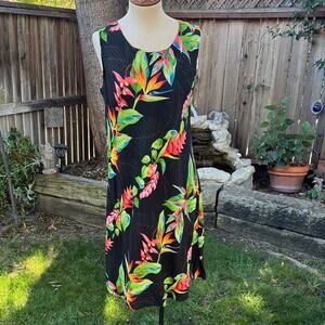 NWT Hilo Hattie Bird of Paradise Tropical Floral Hawaiian Sleeveless Dress Large